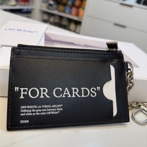 Off-White Black Card Holder with Chain